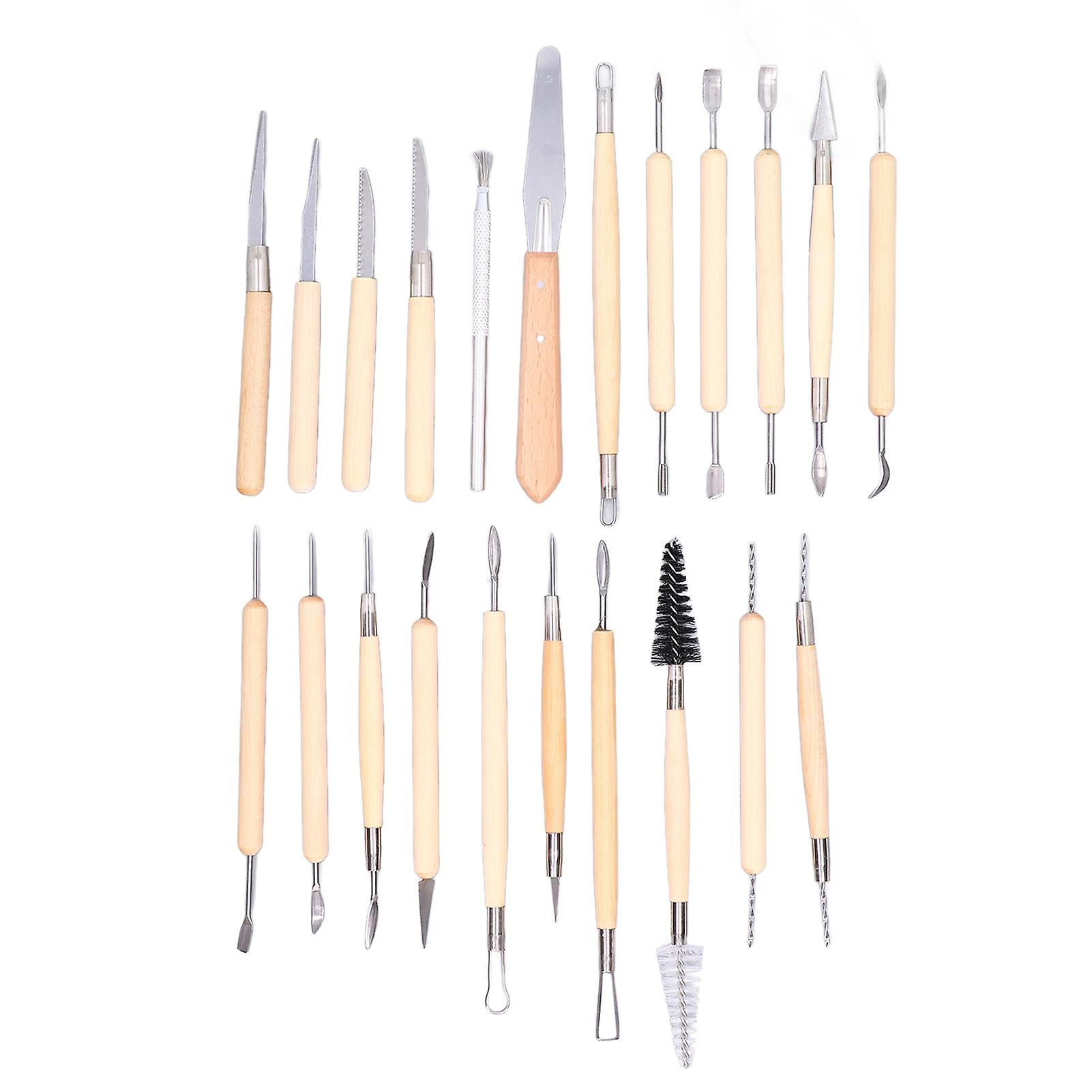 22Pcs Pottery Clay Sculpting Tool Set Double Ended Ceramic Carving Tools with Wooden Handles for DIY Crafting and Art Projects