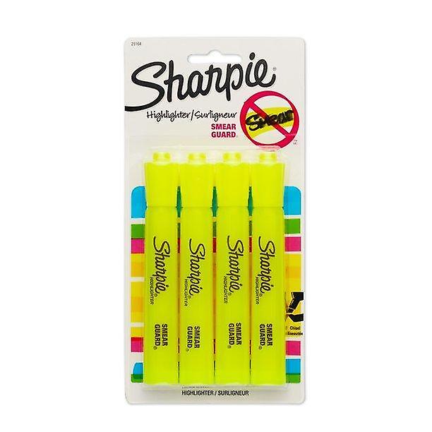 Sharpie Tank Highlighters, Chisel Tip, Fluorescent Yellow, 4 Count