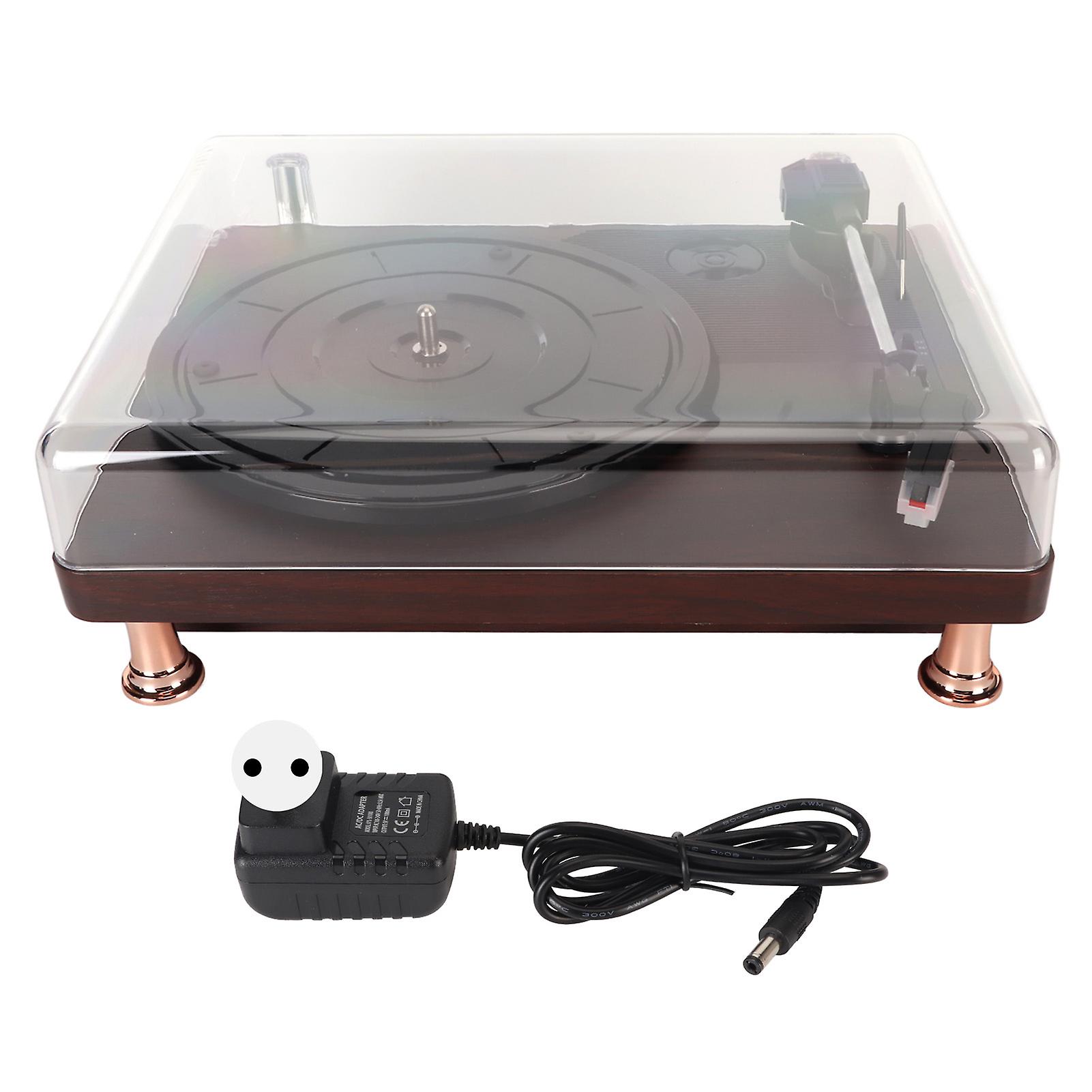 Vintage 3-Speed Vinyl Record Player with Built-in Speakers and Dust Cover - EU Plug