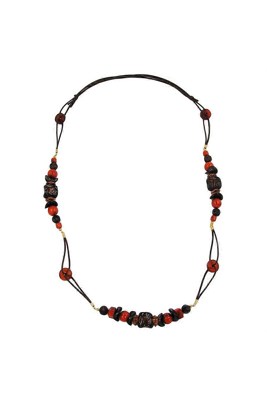 Necklace Stone Bead Red-brown 100cm - Gl00342