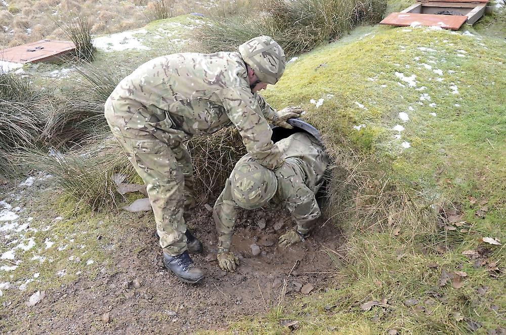 Welsh Guards perform basic training on the assault course at Sennybridge Training Area. Poster