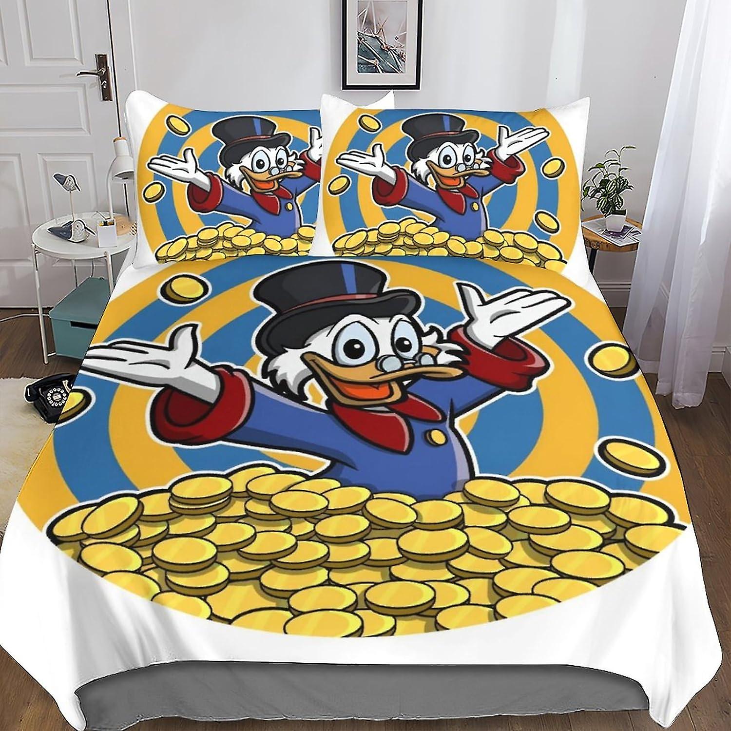 انتيمة دونالد بطة الفراش مجموعة لحاف غطاء لينة ستوكات خفية سستة لطيف أنيمي لحاف غطاء مع تصميم الطباعة 3D للأطفال المراهقين الكبار 3 قطعة
