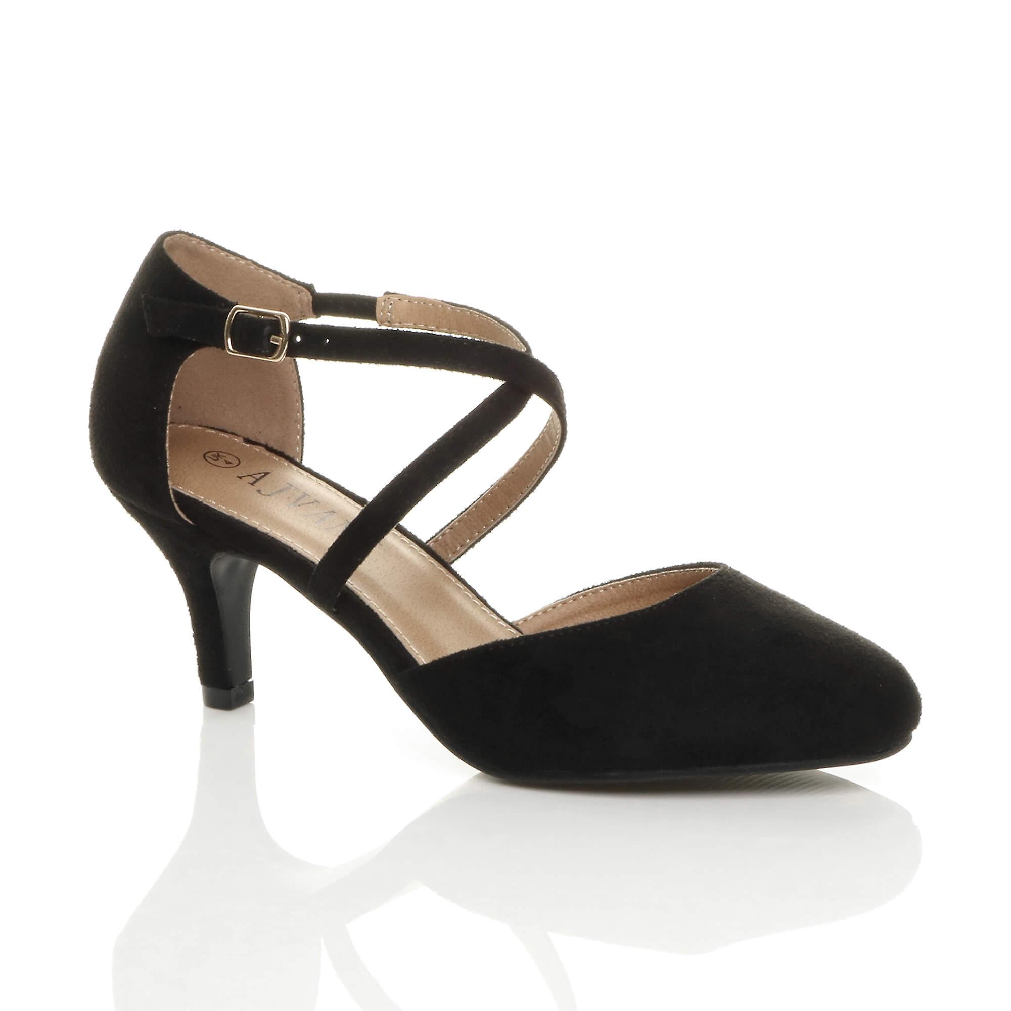 Ajvani 女式中高跟系带交叉婚晚凉鞋