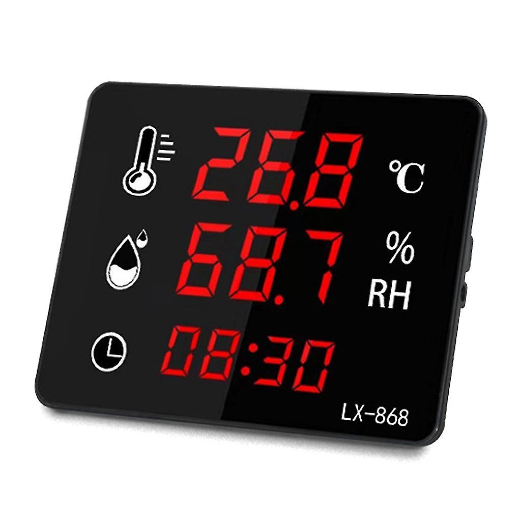 Digital Temperature & Humidity Meter Thermometer Hygrometer Wall-mounted Clock For Time Display Large Screen Led Clock