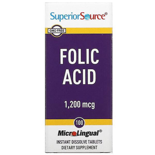 Superior Source, Folic Acid, 1,200 mcg, 100 MicroLingual Instant Dissolve Tablets