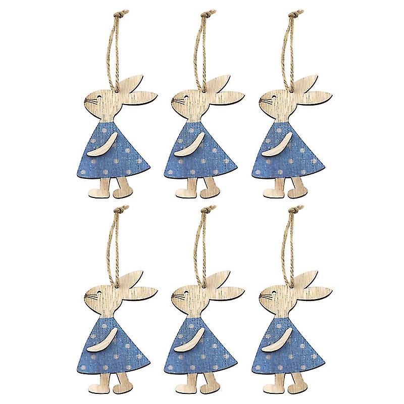 6pcs Wooden Crafts Hanging For Easter