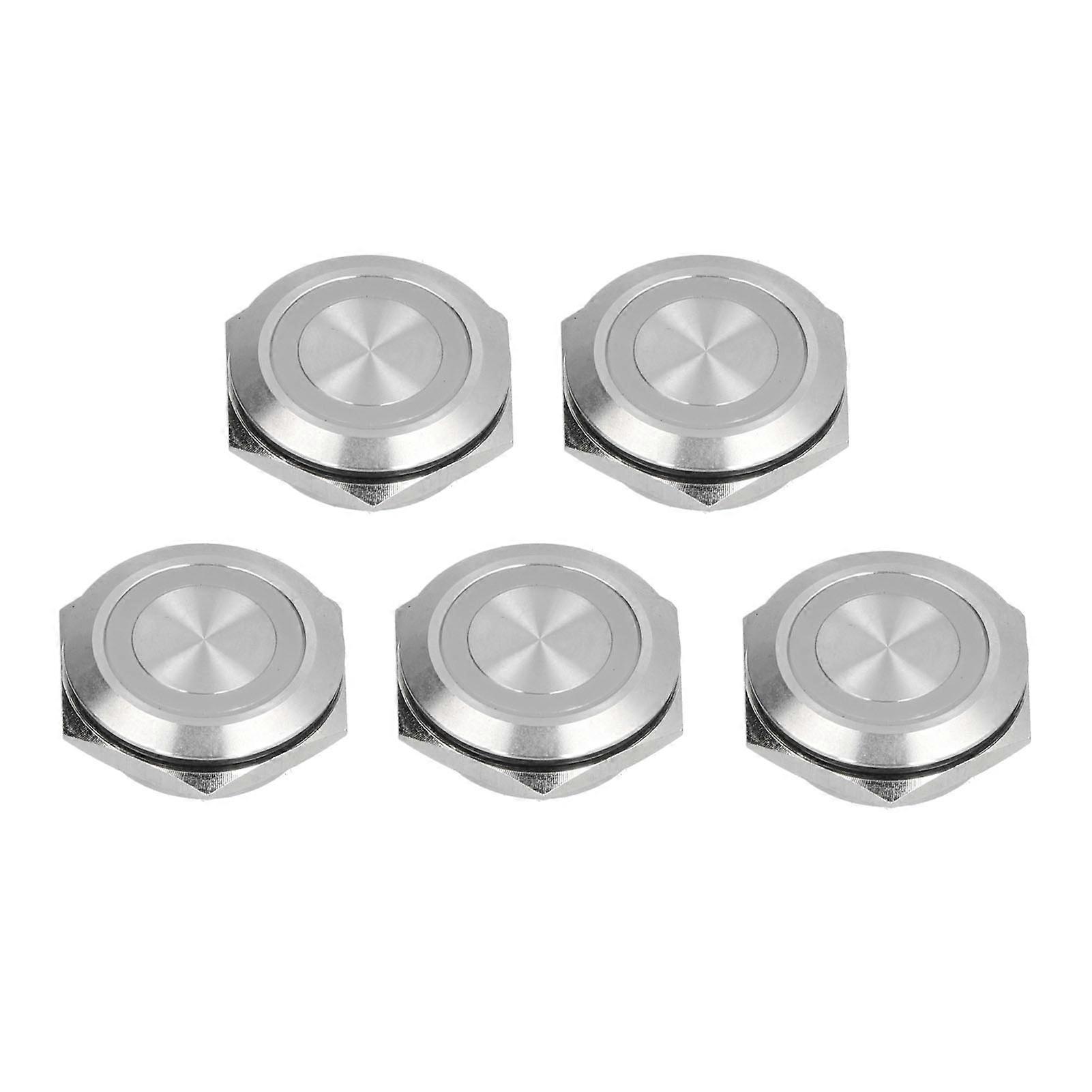 5pcs Momentary Push Button Switch Metal Auto Reset Ultra Thin Waterproof With Led 25mm Dc 12~24v White