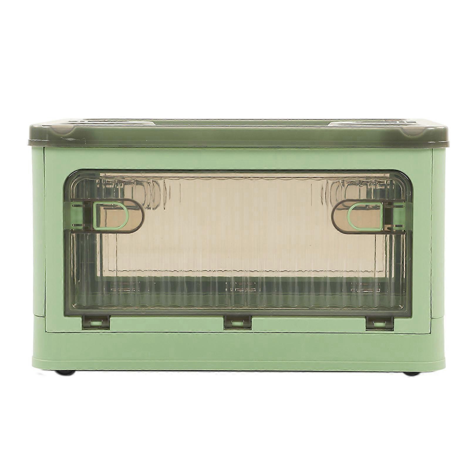 Folding Storage Box With Removable Wheels Small Stackable Storage Bins For Living Room Bedroom Green