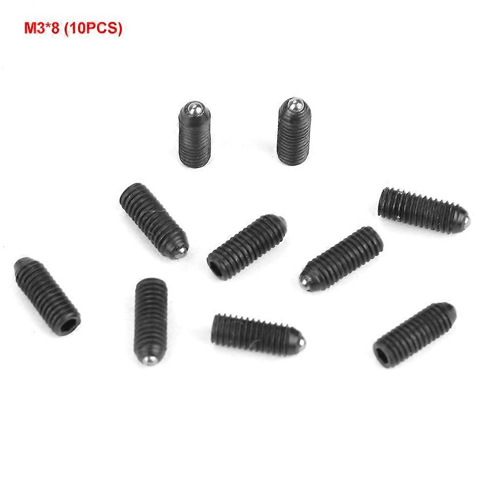 10pcs M3 Screw Thread Hex Socket Carbon Steel Ball Spring Plungers Set (M3*8)
