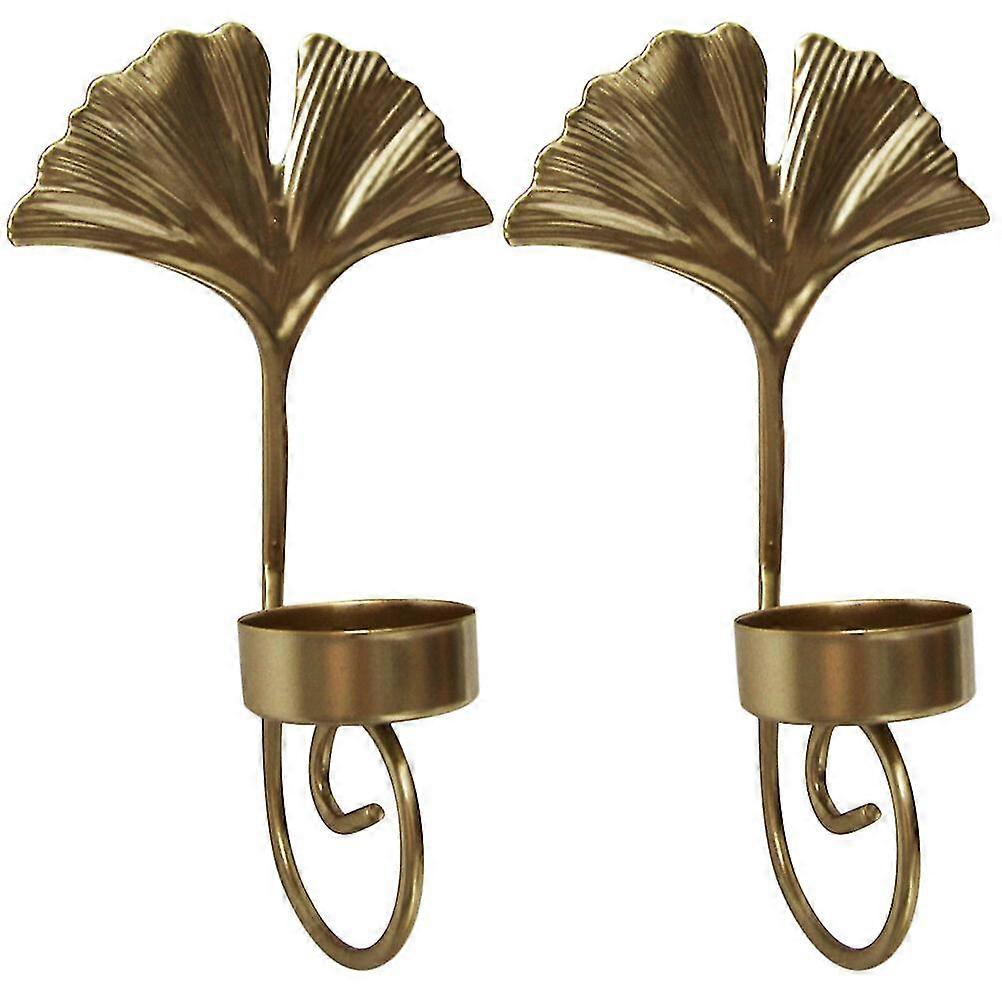 2pcs Wall Sconce Candle Holder Leaf Design Wall Mounted Decorative Candle Holder
