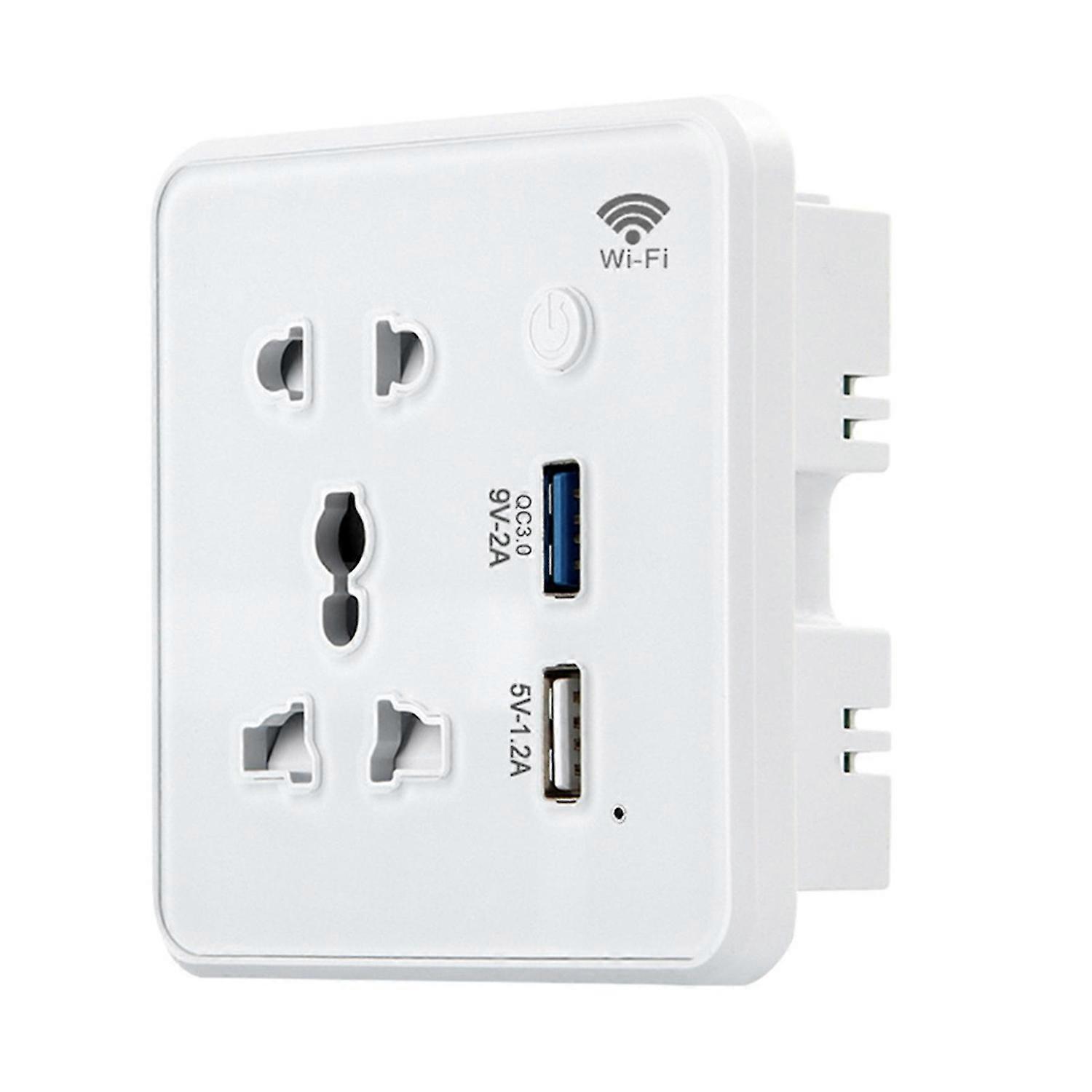 Smart Socket Timing/Countdown Function Tempered Glass Panel WiFi Wall Power Outlet