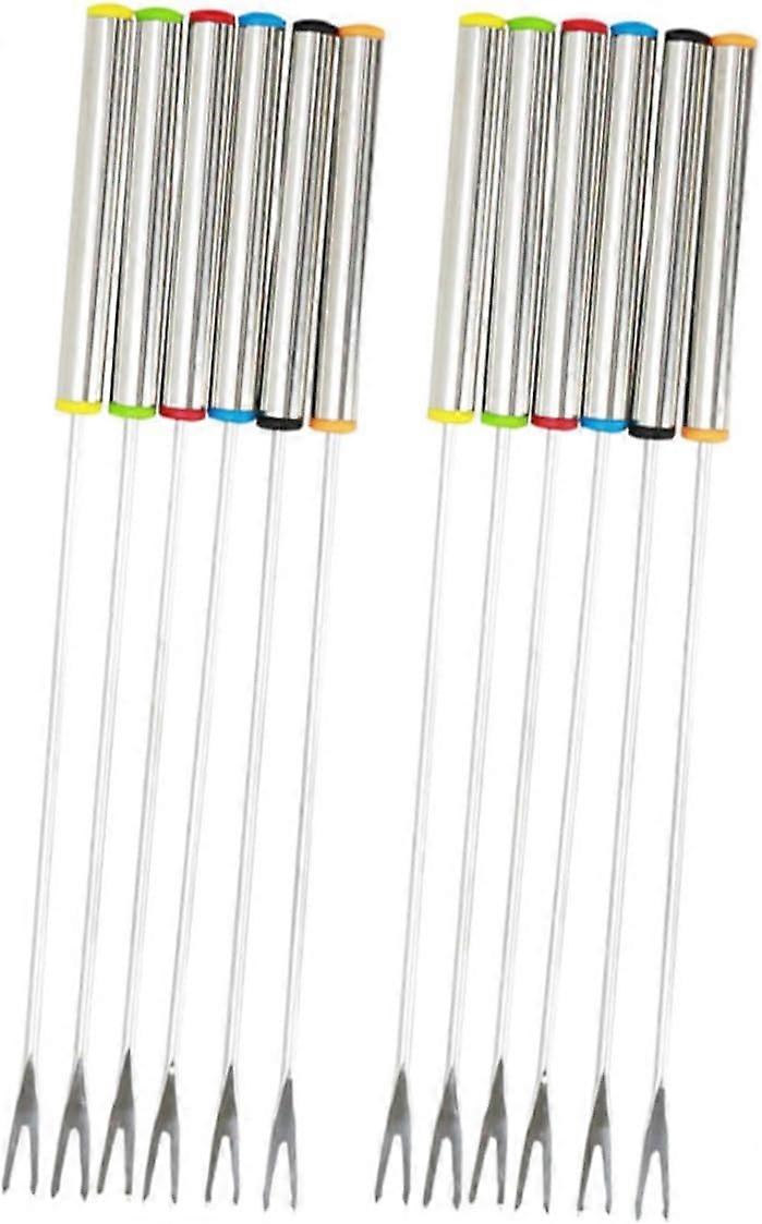 12 قطعة شوكات فوندو من الفولاذ المقاوم للصدأ - شوكة حلوى ، فوندو جبنة ، شوكيو ، شوكة شوكولاتة