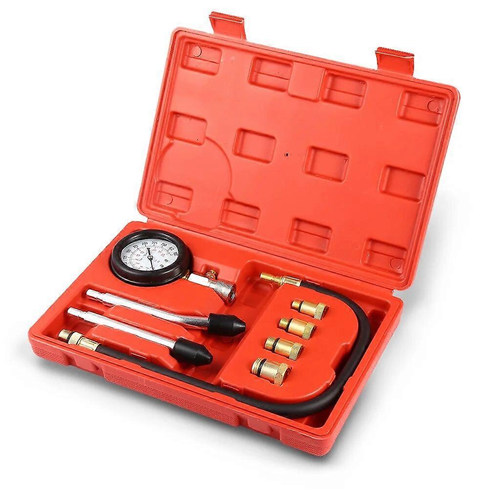 Compression Tester Pressure Gauge Tester Kit Motor Auto Petrol Gas Engine Cylinder Car Motorcycle Pressure Gauge with Adapter No.28509