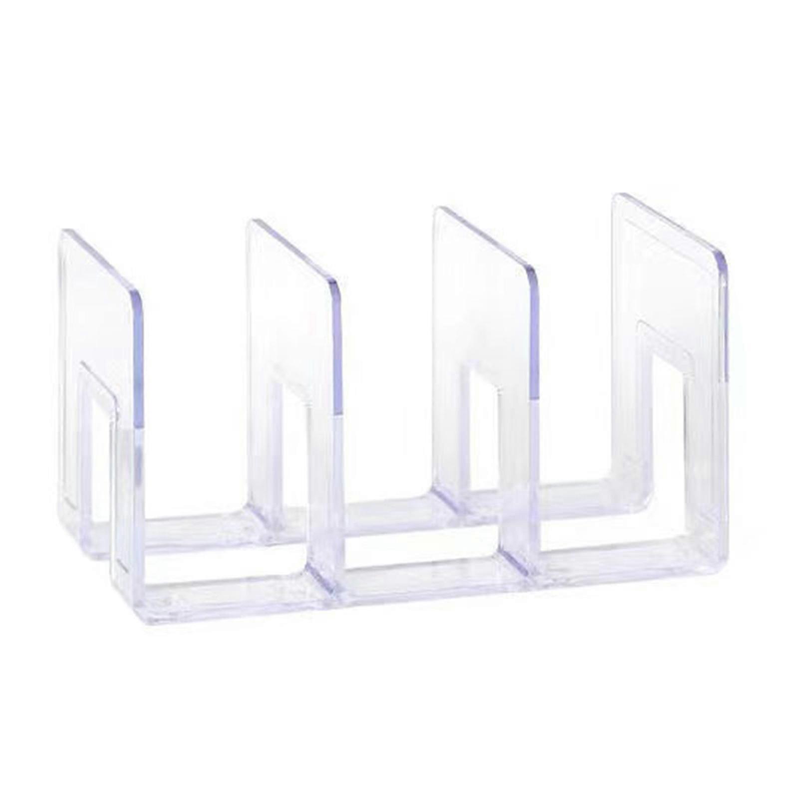 3/4 Grids Bookend Transparent Desktop Book Stand Magazines Book Organizer Multi-functional Desktop Accessory