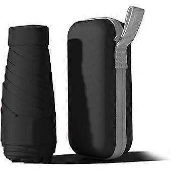 Reseparaply, 6 Rib Mini Travel Paraply Stark Fällbar Solparaply Väderbeständig Lätt Kompakt Svart