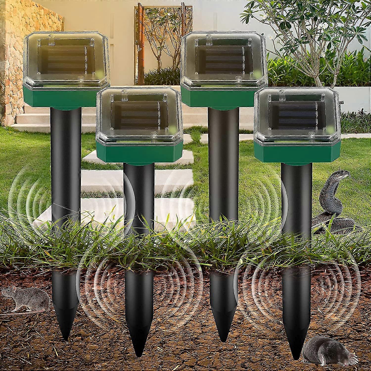 4pcs Solar Rat Repeller Ultrasonic Rat Repeller Snake Repeller