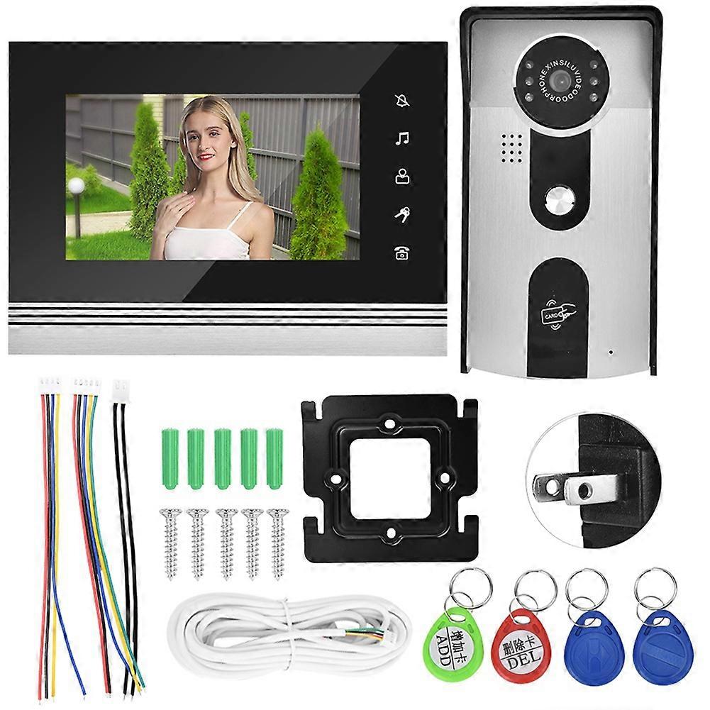 7 Inch Color Lcd Touch Video Camera Doorbell Intercom Entry System Us Plug 100-240v