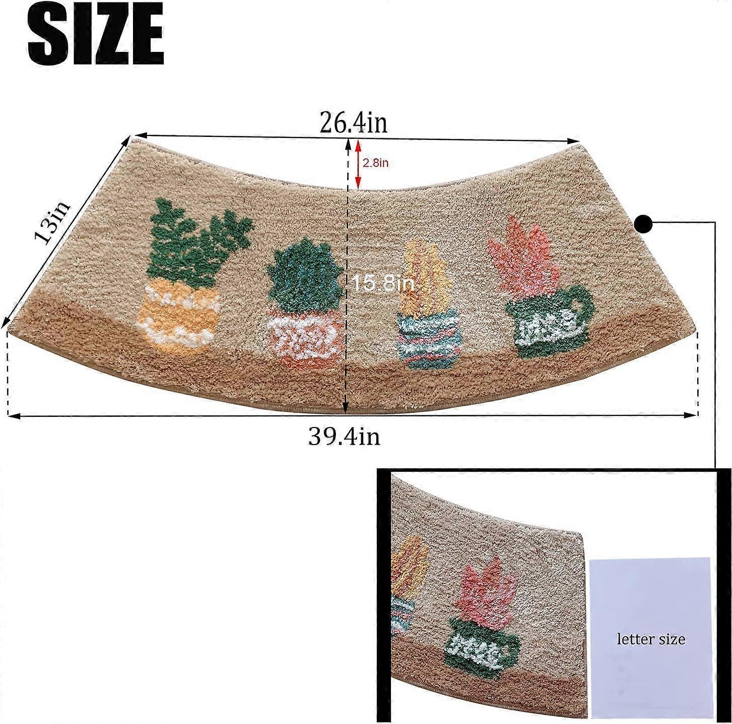 Curved Bathroom Rug Camellia, Corner Shower Mat Non-Slip Bathroom Rug ...