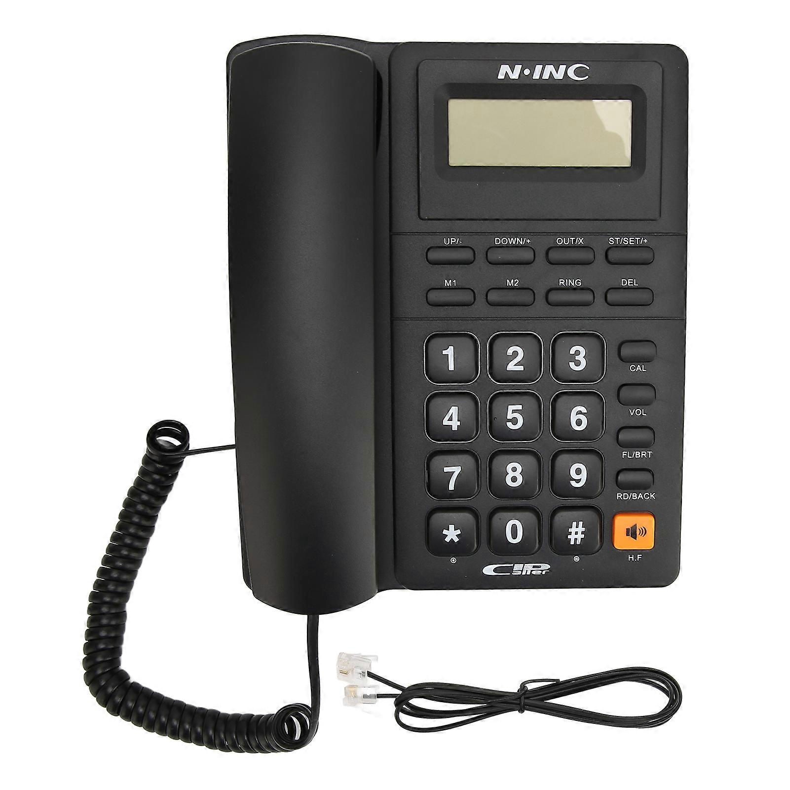 Corded Landline Phone Multifunction Caller ID Display Speed Dial Last Number Redial Desktop Telephone for Home Office Black
