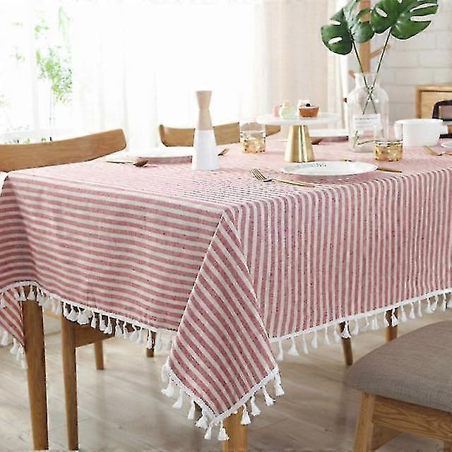 Tablecloths Simple Striped Tablecloth Plain Tassel Tablecloth Table Linen Tablecloth Cover Towel Tablecloths