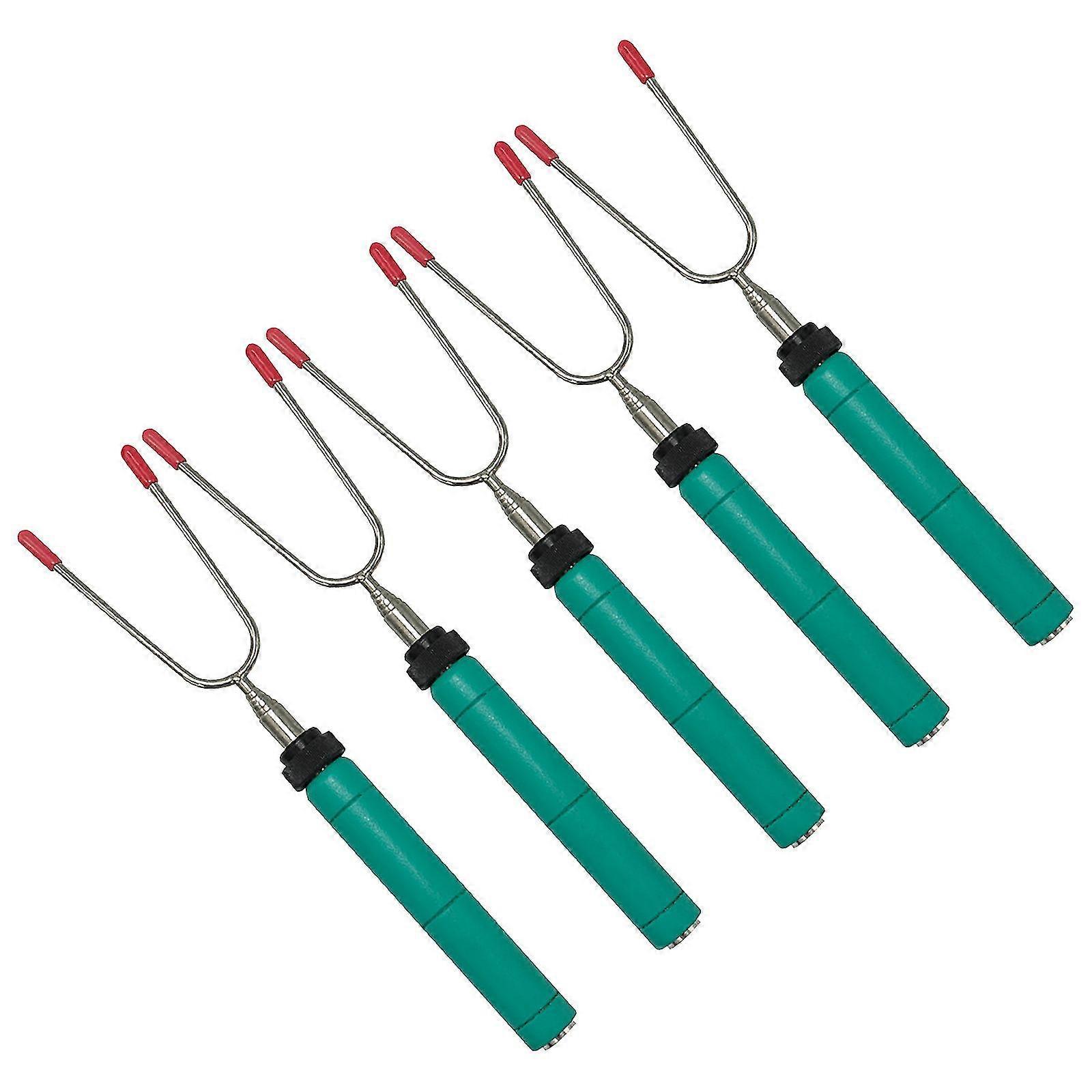 stainless steel barbecue fork fruit fork dessert fork retractable roasting tool