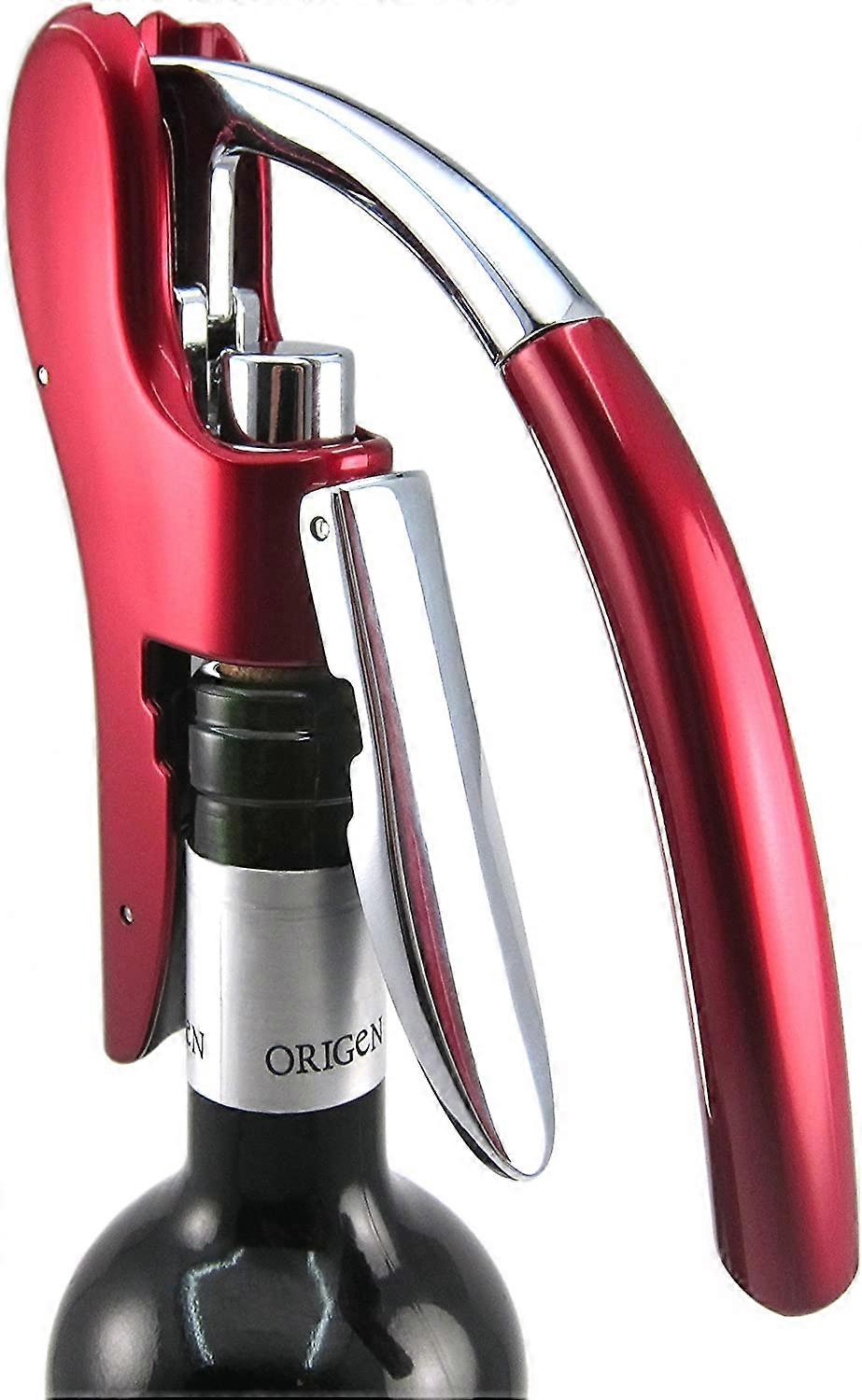 Best Utensils Professional Zinc Alloy Corkscrew, High Quality Lever Corkscrew with Built-in Foil Cutter and Bottle Opener, Server Tool Red