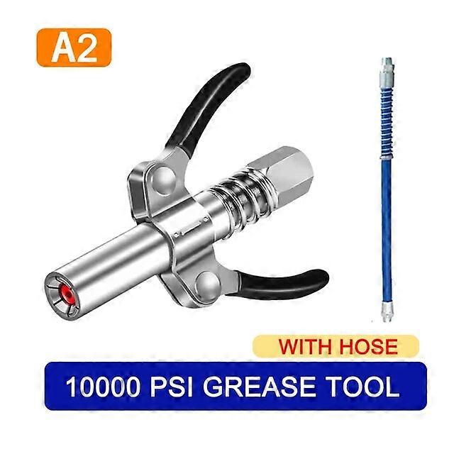 Grease Tool Coupler Double Handle Stainless Oil Injector Nozzle 10000 PSI Heavy-Duty Quick Lock NPT I/8 Leak-Free Grease Tool