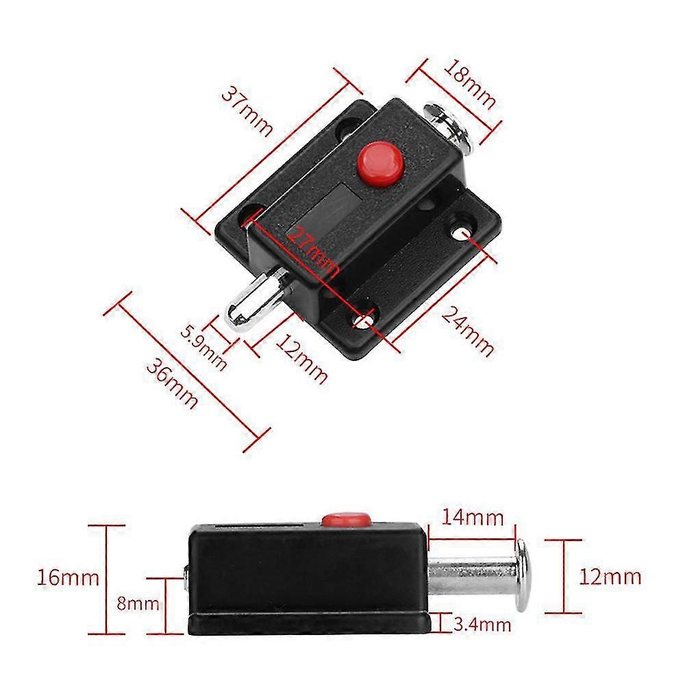 4ピーススプリングロードウィンドウキャビネットノブ自動ドアラッチロック家具キャビネット引き出しドアラッチスプリングロードノブ付き、ブラック