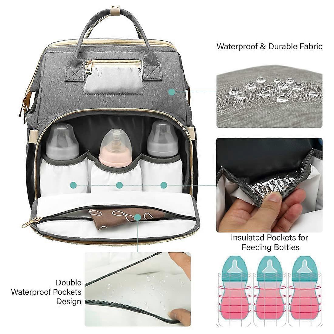 حقيبة حفاضات مع حقيبة حفاضات أطفال محمولة مع وسادة تغيير السفر