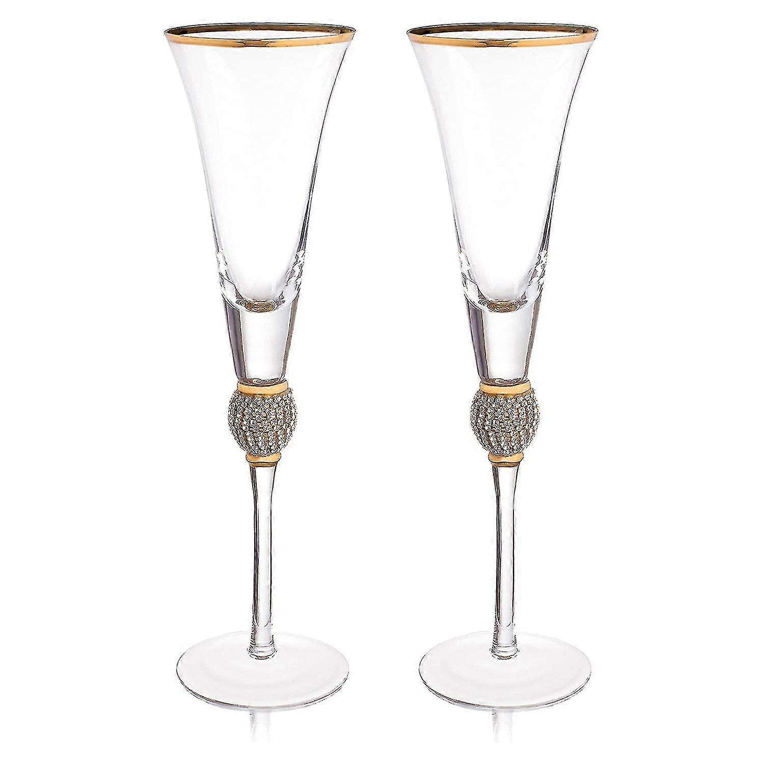 Copa de champán Juego de 2 piezas de elegantes copas de vidrio