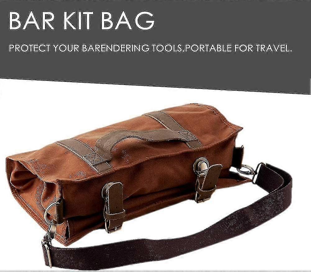 Portable Bar Case Bag With Shoulder Strap For Travel Easy Carry Barware Set Roll Bag