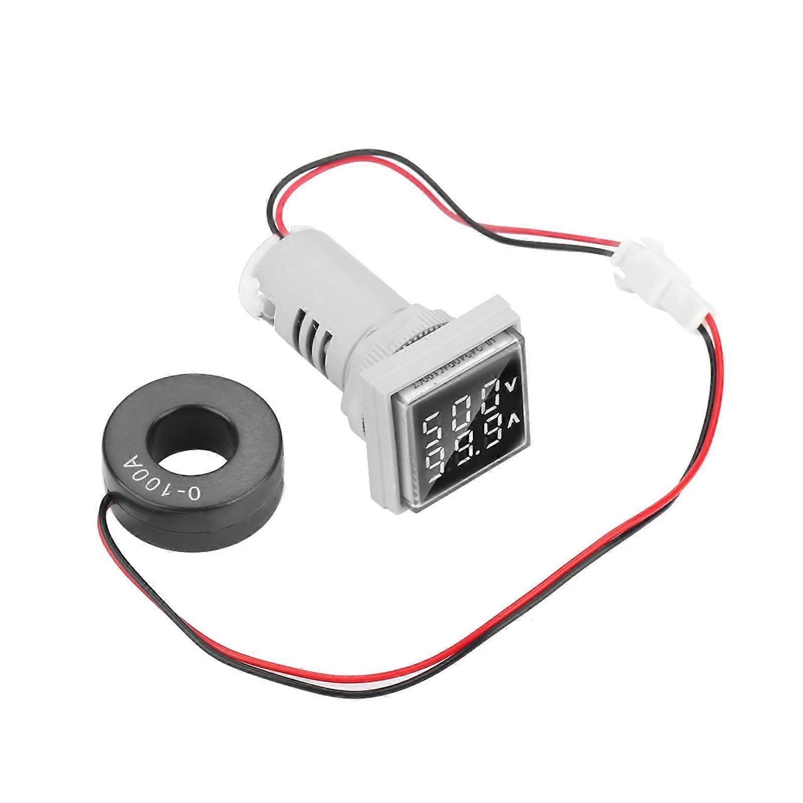 LED Digital Display AC Voltage Current Meter Indicator 22mm 0-100A Meter Indicator (white)