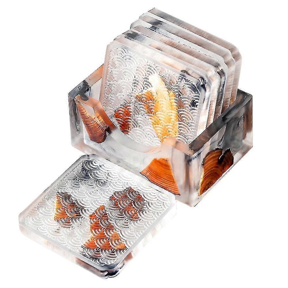 1 set resin coasters heat-resistant placemats waterproof non-slip 4