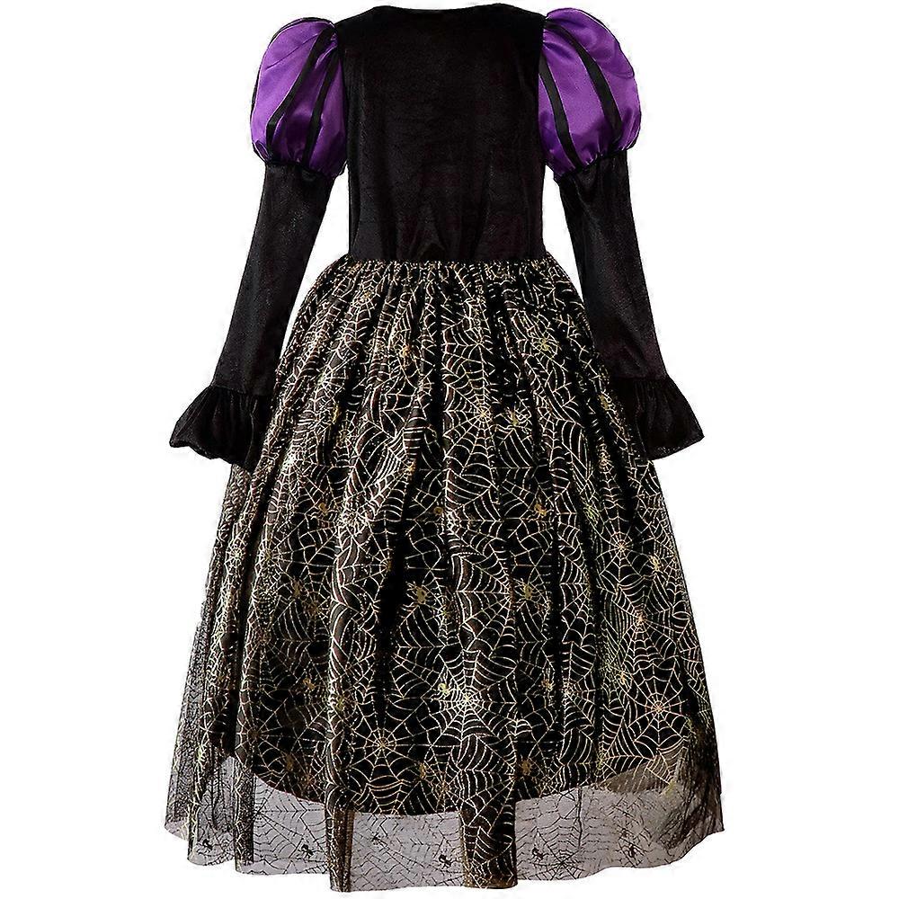 Kids Maleficent Evil Queen Black Devil Princess Costume With Feather Shawl - Per