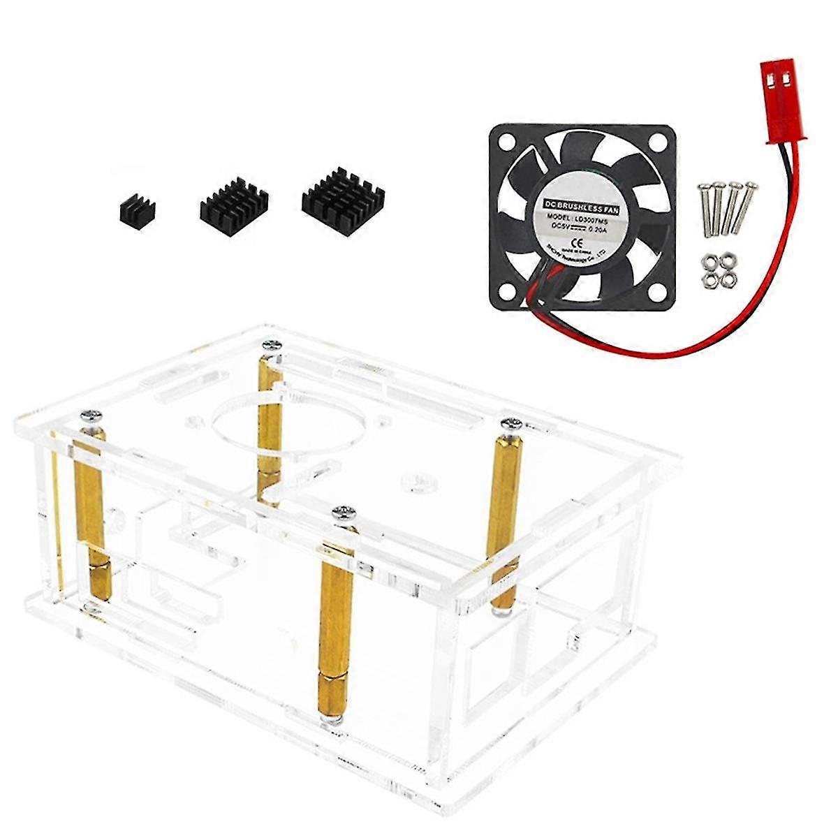 For 3b Acrylic Case Transparent Shell Active Passive Cooler Cooling Fan Heatsink