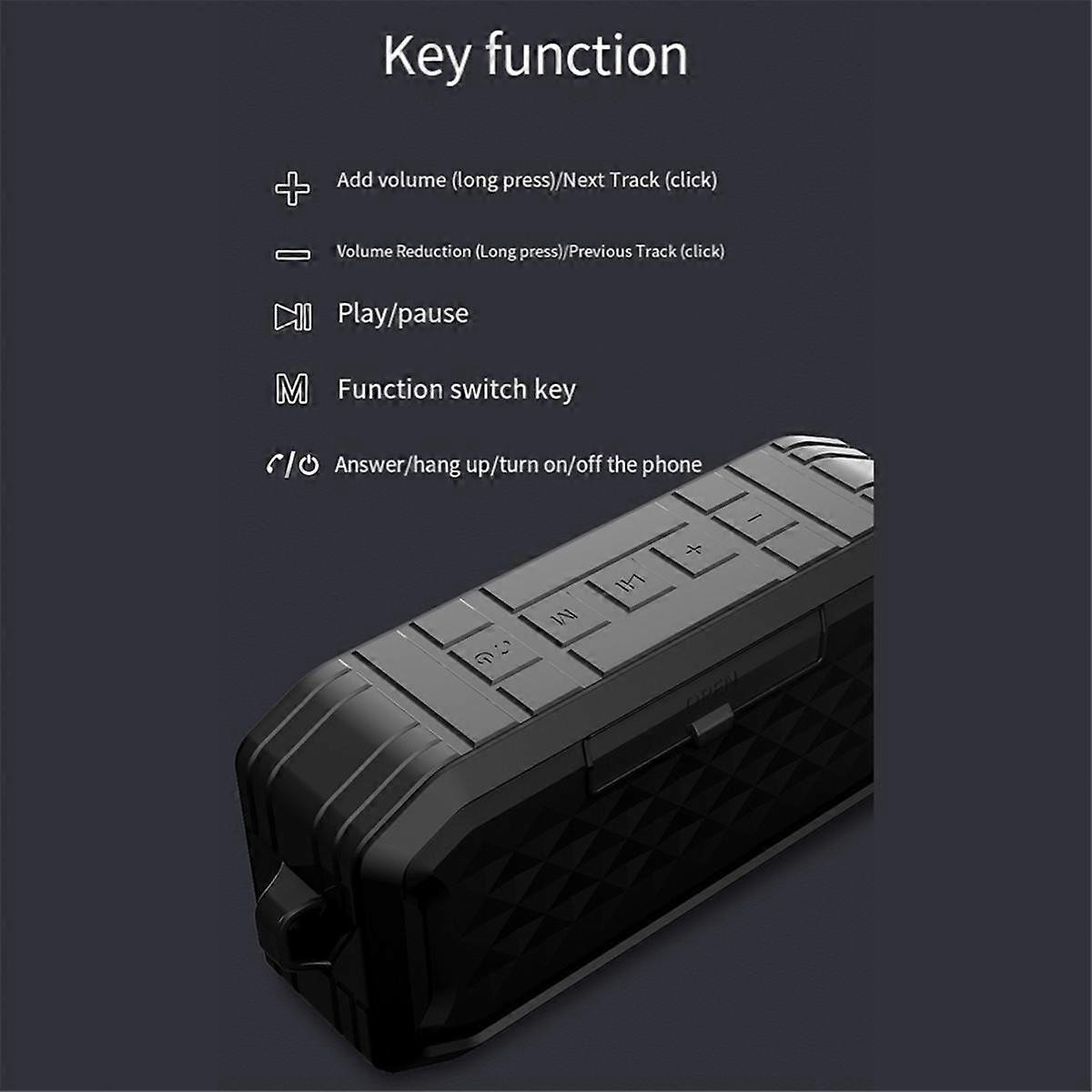 Wireless Bluetooth Speaker Waterproof Portable High Fidelity Outdoor Subwoofer Supports TF Card/USB