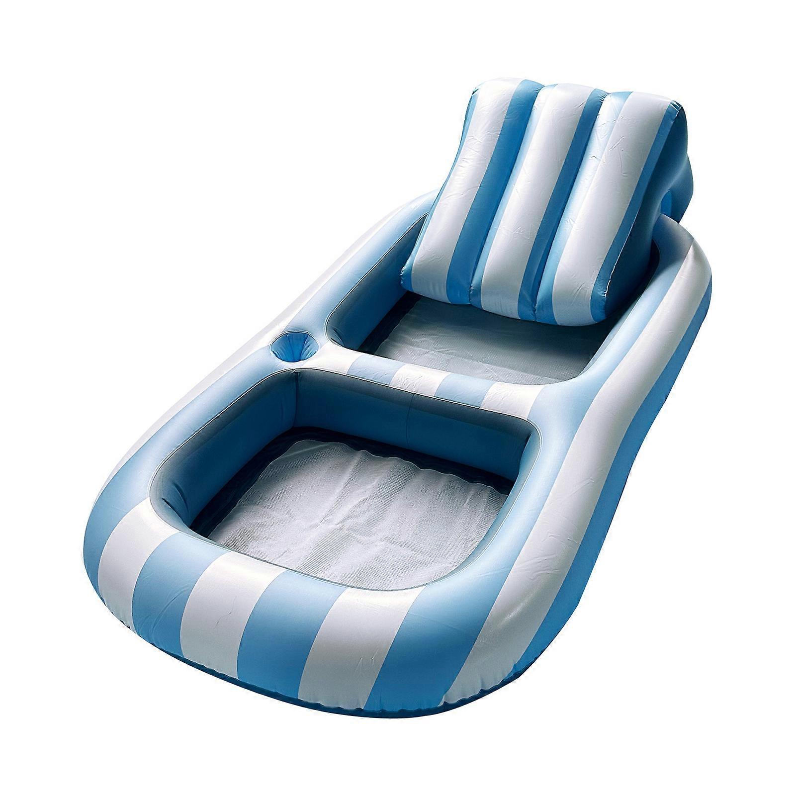 Inflatable Lounger Float Pool Float with Backrest Cupholder Wear Resistant Extra Large Thick PVC Pool Float for Adult