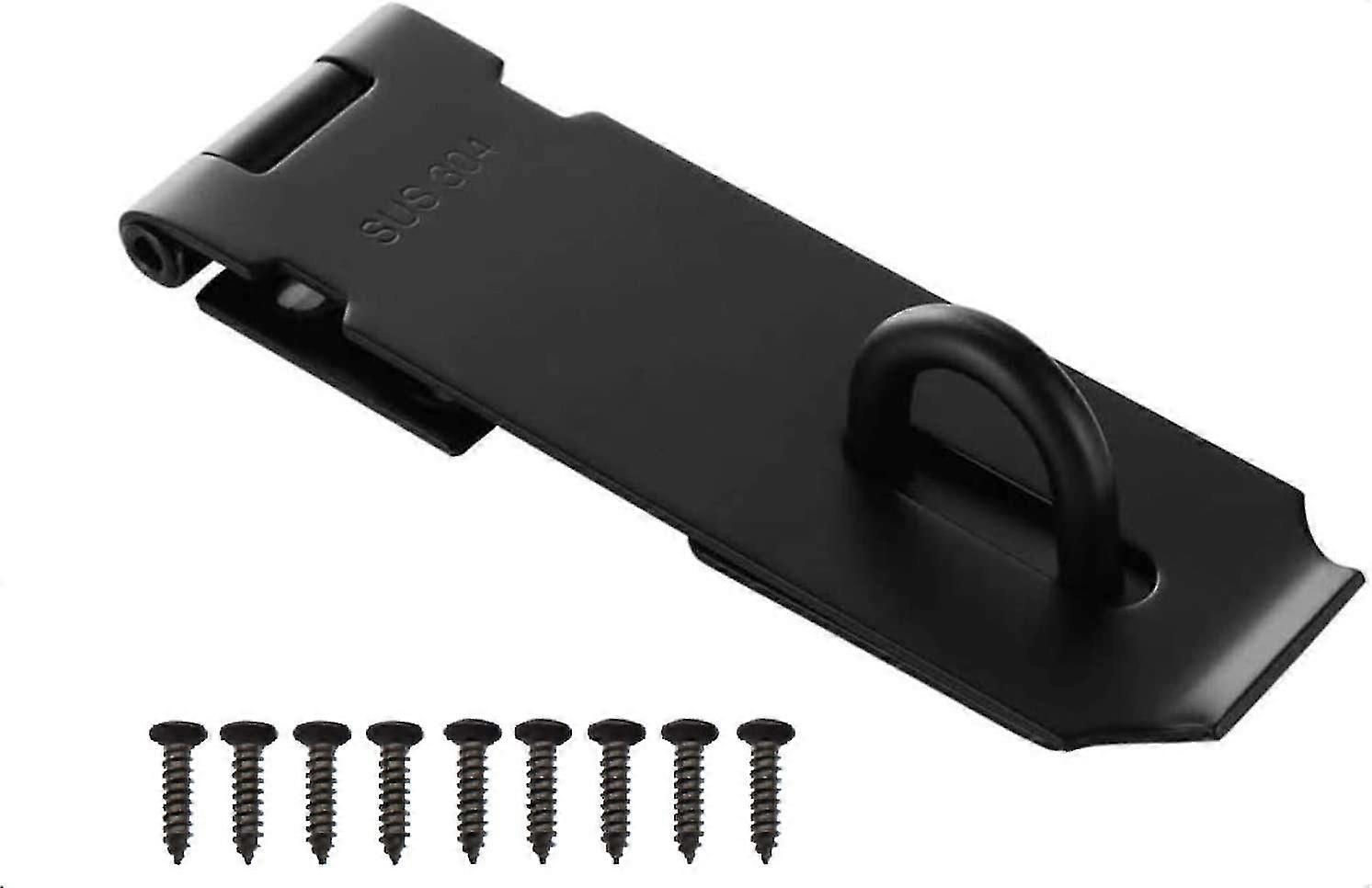 Dww-padlock Hasp 5 Inch Door Latch, Padlock Hasp With Screws, Stainless Door Hasp Padlock For Door, Drawer, Cupboard (black)