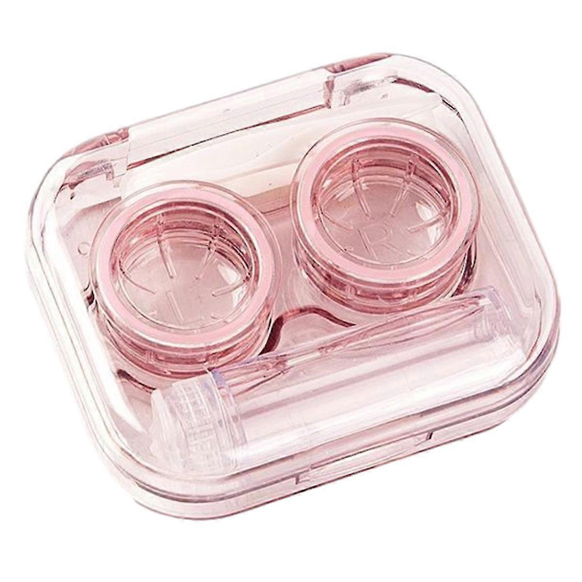 1pcs Transparent Contact Lens Case Portable Transparent Mini Simple All-in-one Contact Lens Case,pink