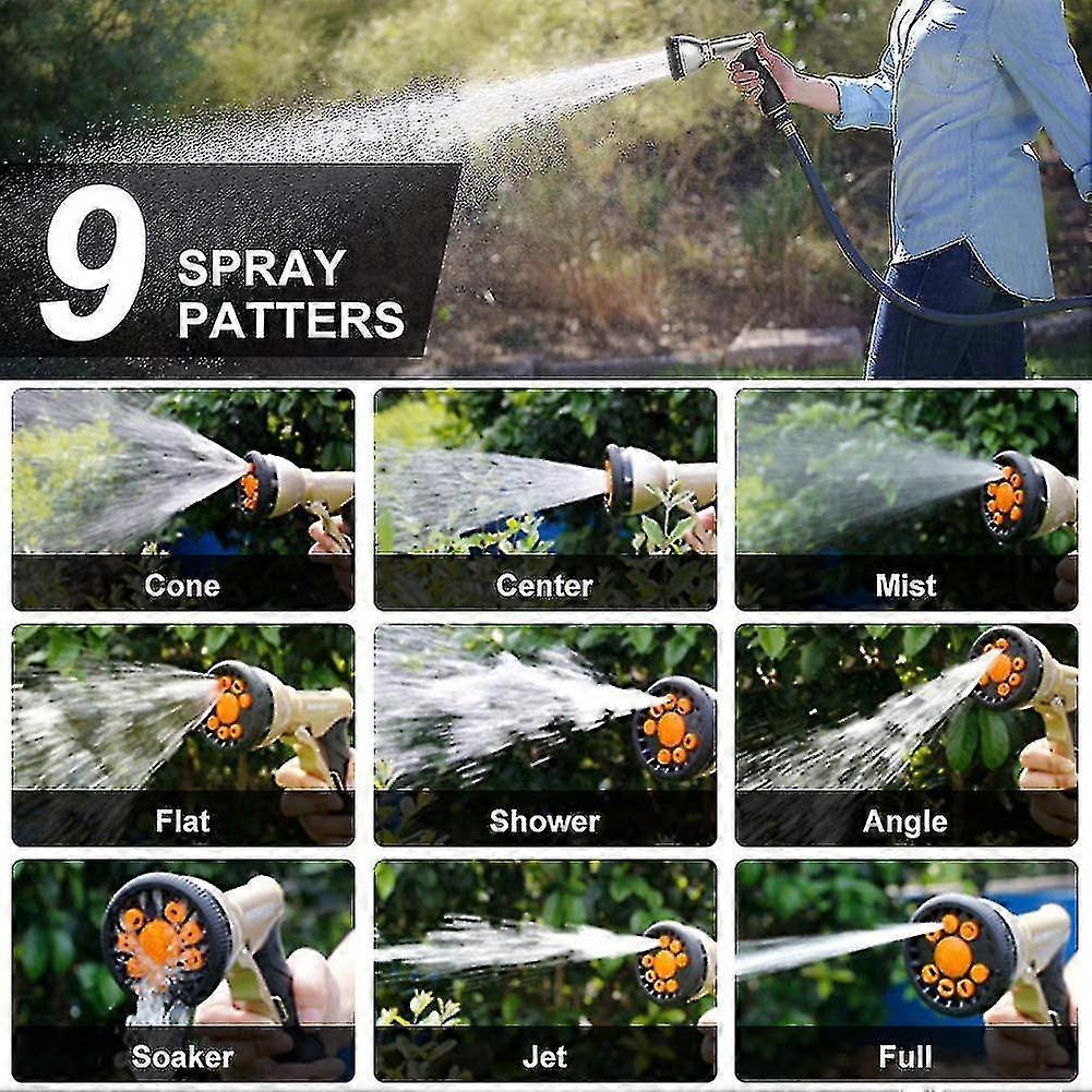 Garden Hose Nozzle Heavy Duty Metal Hose Nozzle With 9 Adjustable Modes Front   Hose