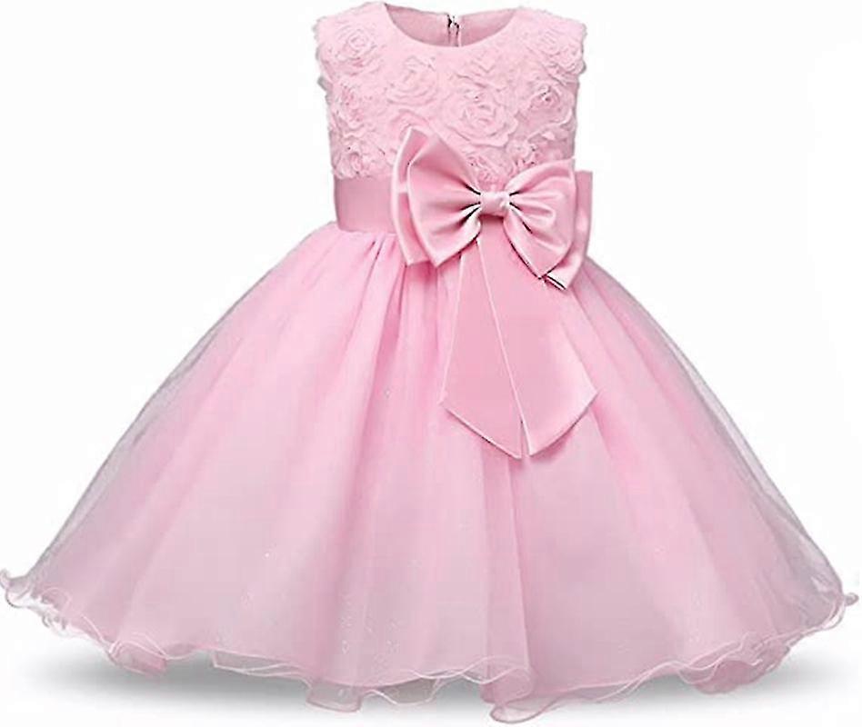 الفتيات اللباس الترتر، تول والدانتيل ثلاثية الأبعاد زهرة اللباس (الوردي، 110cm) دينار بحريني