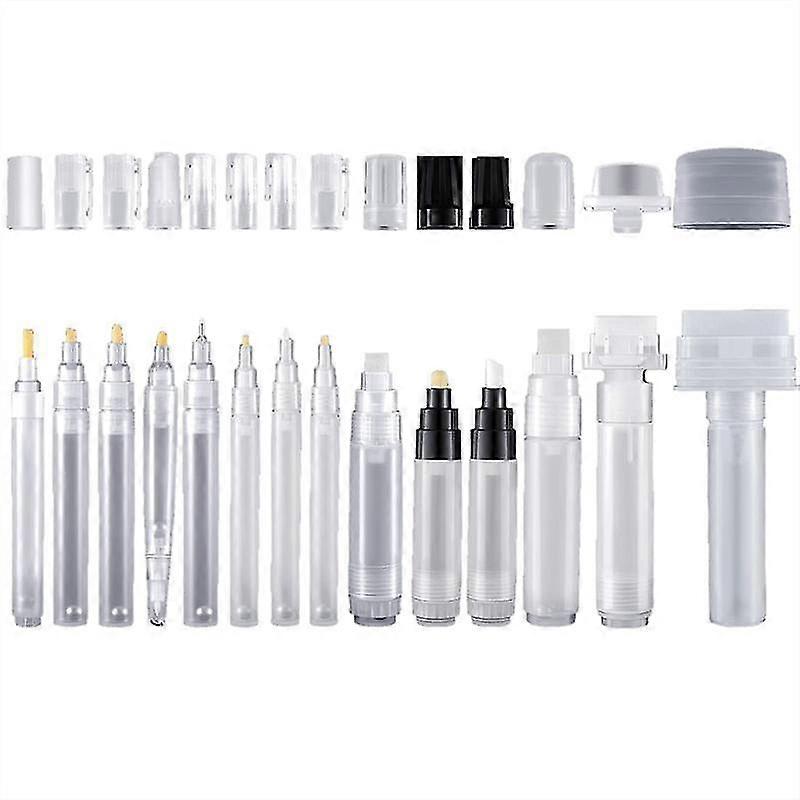 Set Of 14 Fillable Blank Paint Touch Up Pen Markers Refillable Paint Pen Clear Empty Markers Empty