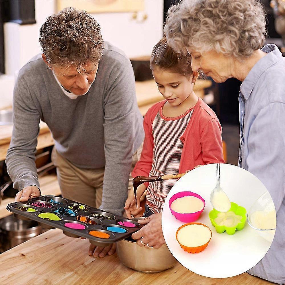 36 Pcs Silicone Muffin Cups, Reusable Silicone Baking Cups(9 Shapes)