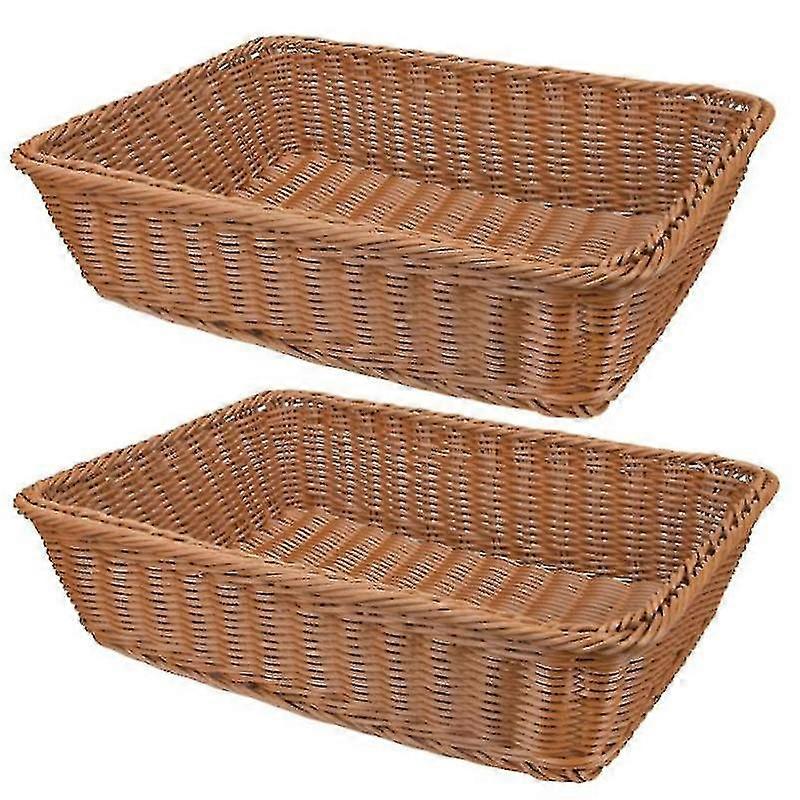 2 Pcs Hand-woven Bread Basket,for Fruit,vegetables,home Kitchen,etc