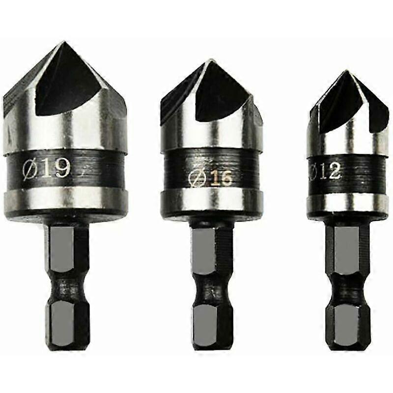 Rare Pearl Five-edge Chamfering Tools 3 sets of 90 degree 5-edge chamfering tools, can quickly replace carbon steel 1/4 hex chamfer drill bit