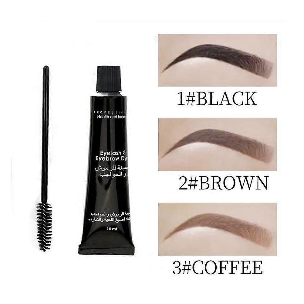Black Eyebrow Color Set with Brush Half Permanent Eyebrow Coloring Eyelashes and Eyebrow Coloring Dye Eyebrows (Black) 10ml + 10ml