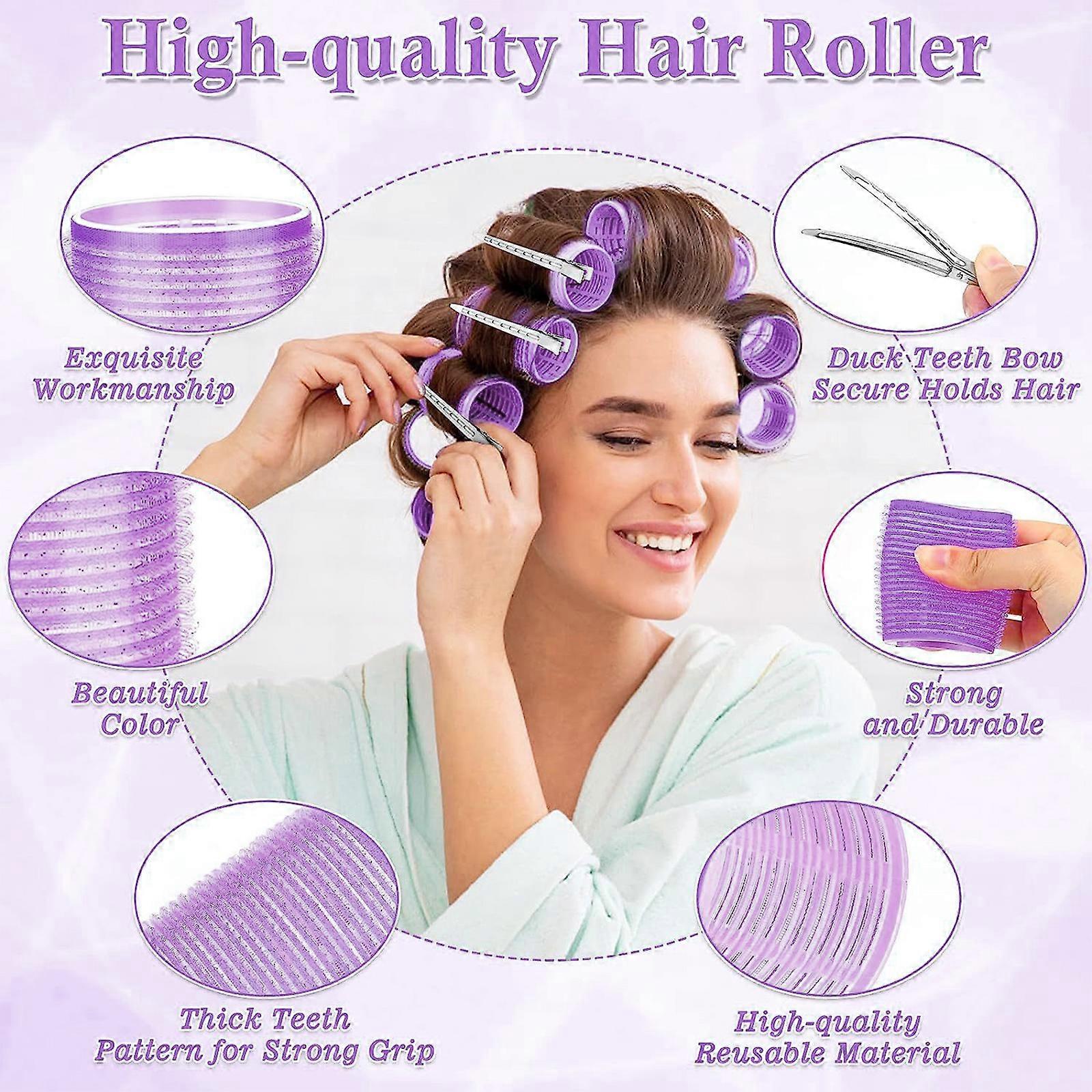 Hair root fluffy clip artifact lazy curler hair styling curler 25mm+35mm+47mm+63mm 6 pieces each with 24 hairpins/1 comb purple 49-piece set 280g