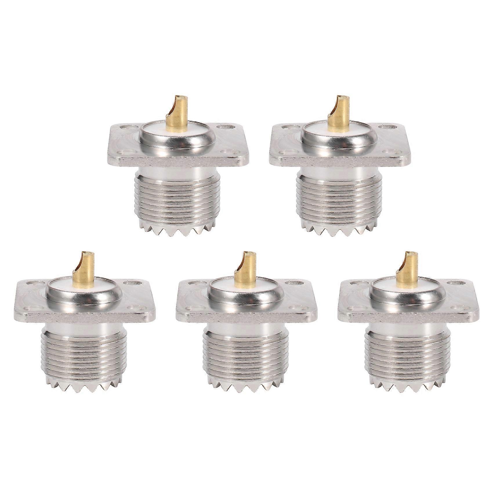 5X UHF SO-239 Female Jack Square Shape Solder Cup Coax Connector for Ham Radio