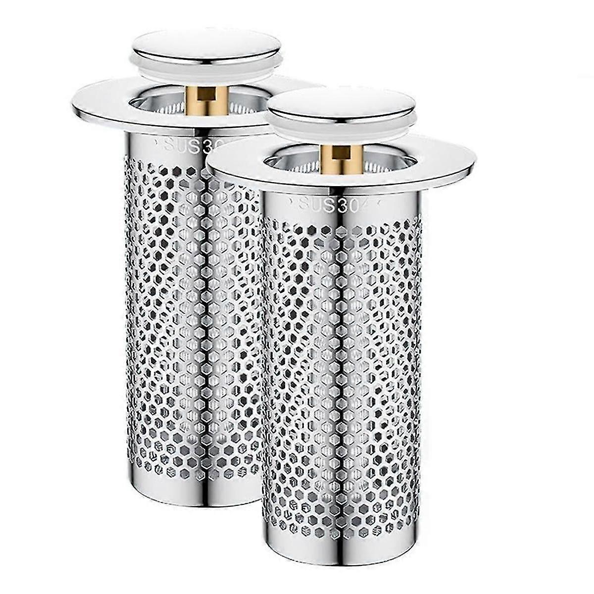 2 قطعة الفولاذ المقاوم للصدأ الطابق تصفية تصفية ، حوض الاستحمام بالوعة مصفاة ، حتى بالوعة تصفية ، للمطبخ ، حوض الاستحمام ، بالوعة أنابيب المياه