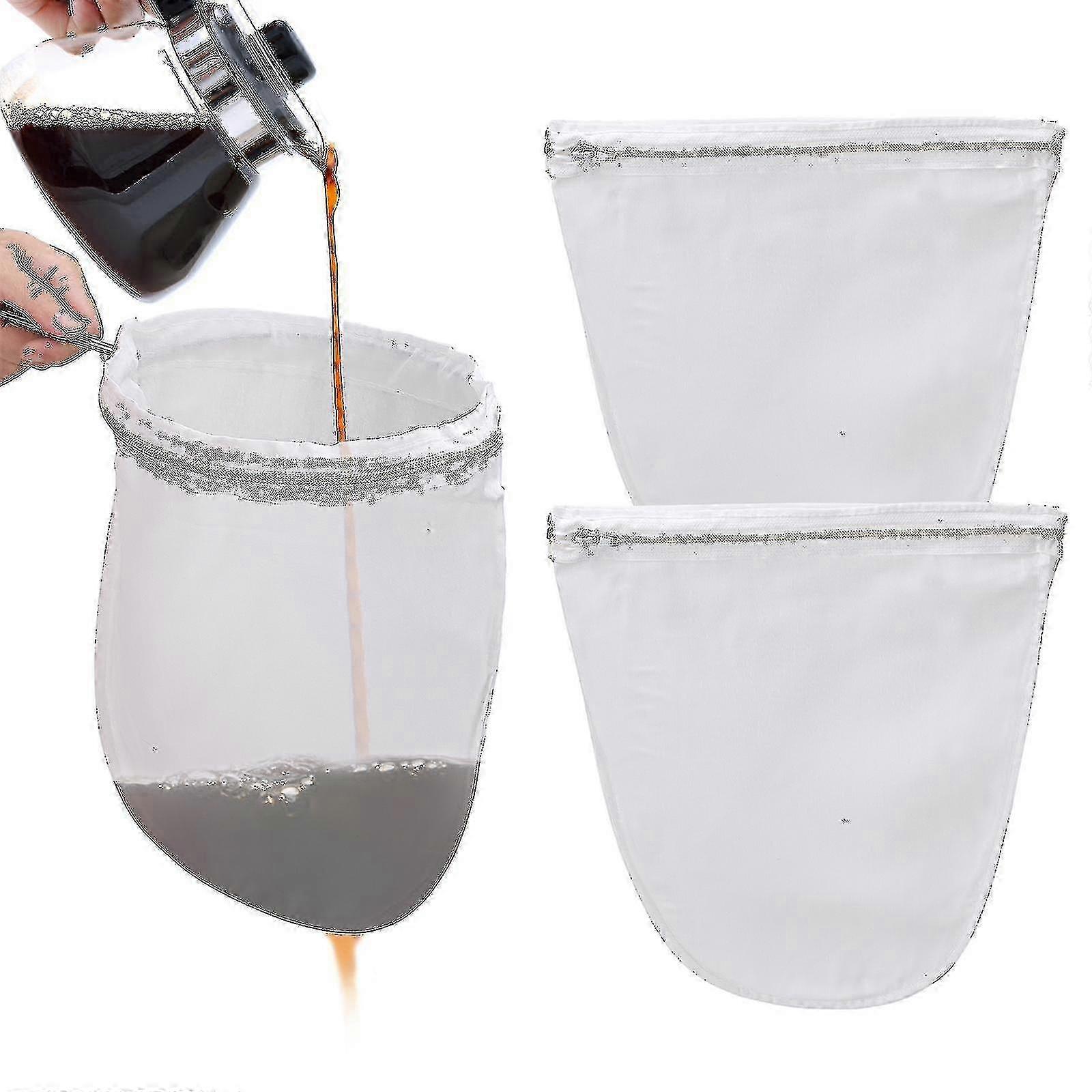 Ultra Fine Mesh Filter Bag, Commercial Reusable Food Filter Bag And Stainless Steel Frame With Handle, Used For Filtering Nut Milk, Coffee, Milk, Butt